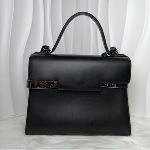 DELVAUX Tempête GM Black Leather Top Handle Bag
